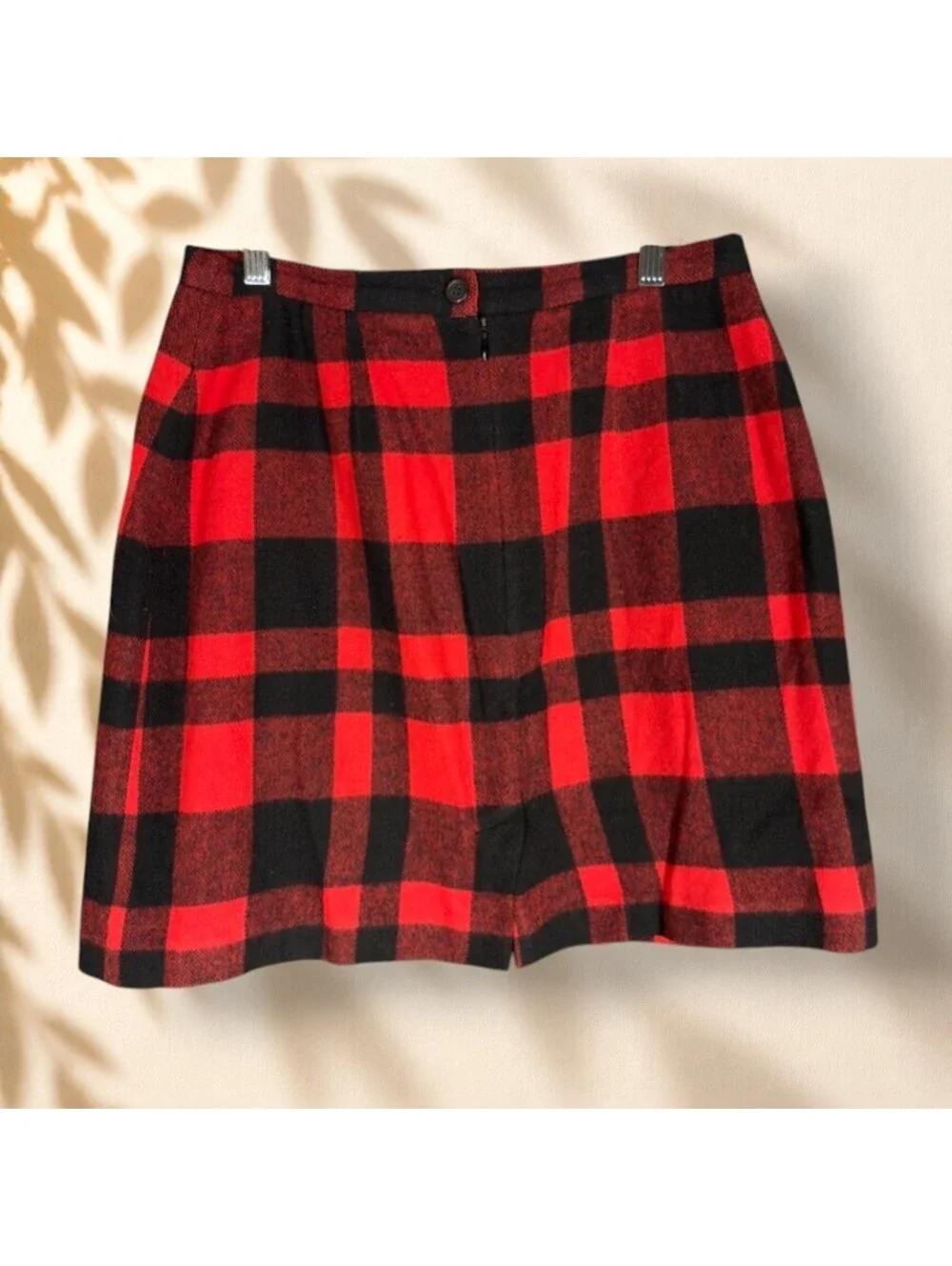 Limited America Mini Skirt Women 12 Red Plaid Short Cashmere Lined Mid Rise